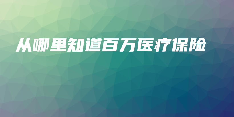 从哪里知道百万医疗保险-保点通