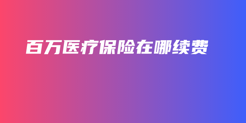百万医疗保险在哪续费-保点通
