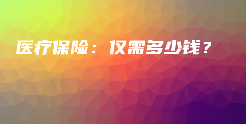 医疗保险：仅需多少钱？-保点通