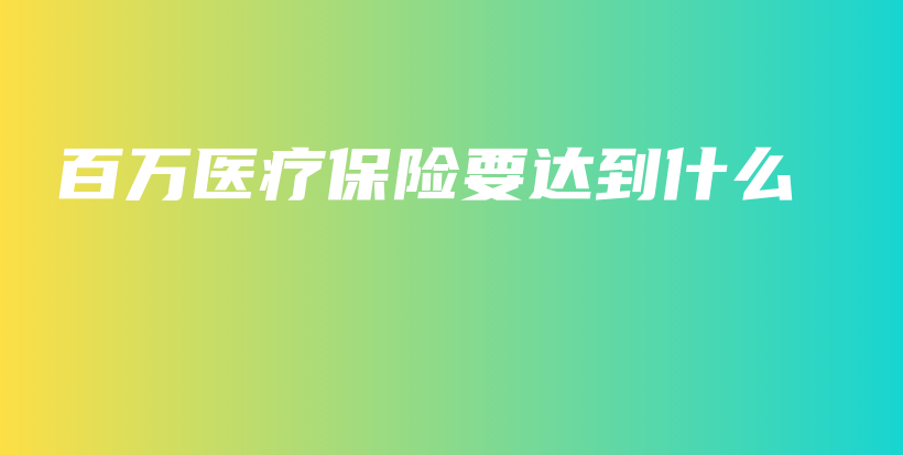 百万医疗保险要达到什么-保点通