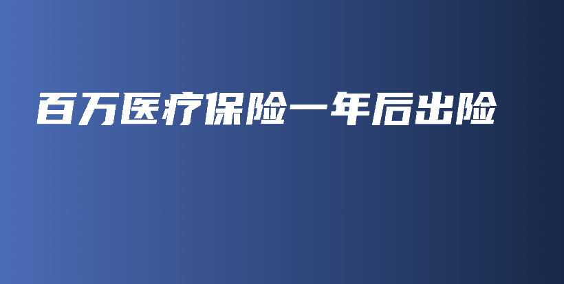 百万医疗保险一年后出险-保点通