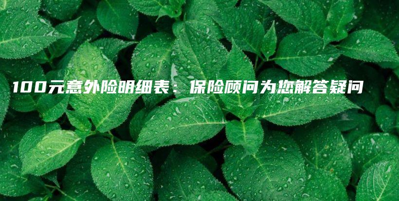 100元意外险明细表：保险顾问为您解答疑问-保点通
