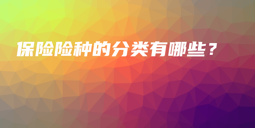 保险险种的分类有哪些？-保点通